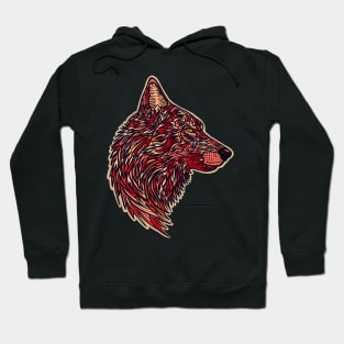 Wolf side profile design #4 - red version Hoodie